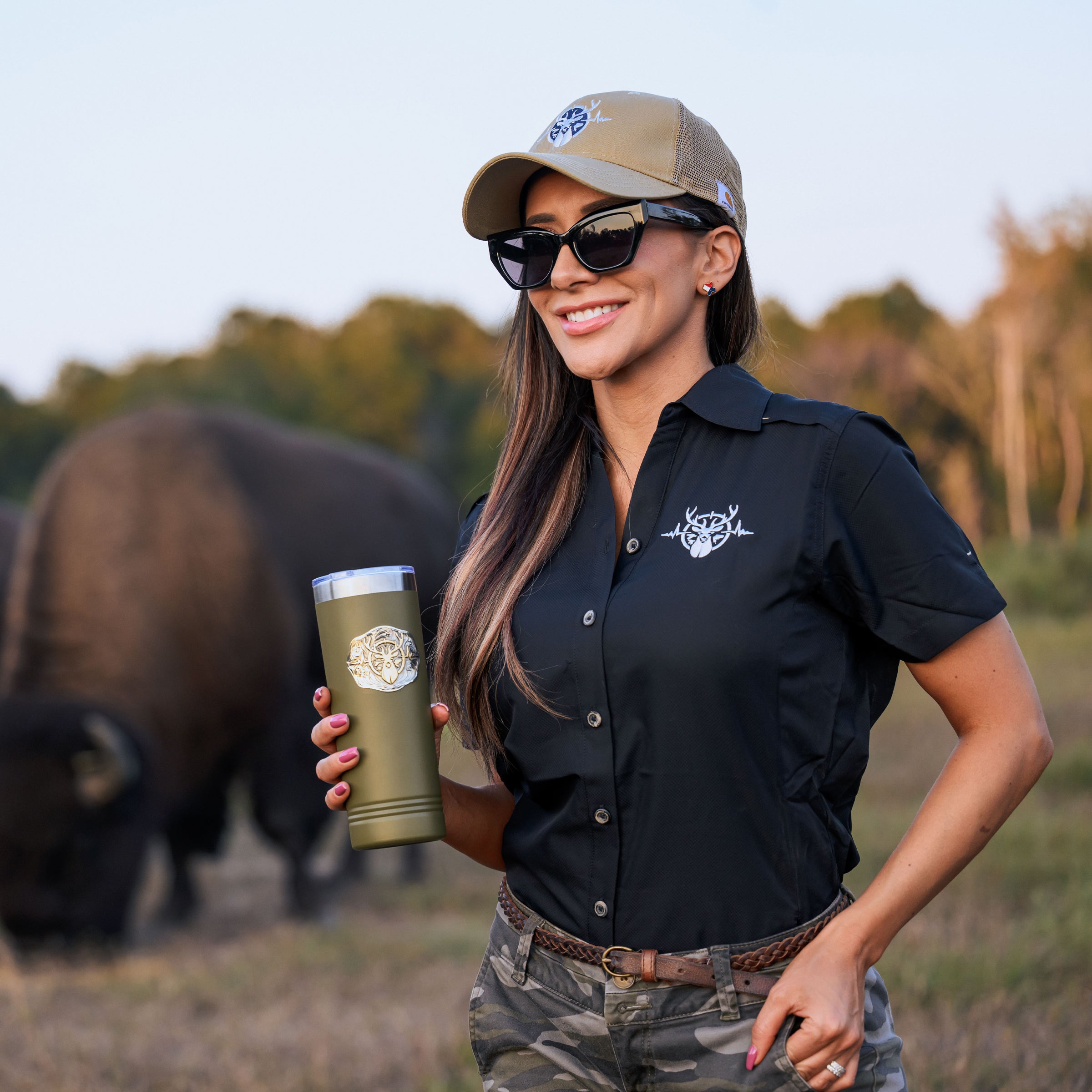 Heartbeat of a Hunter Short Sleeve Women's MicroFiber Shirt - Caviar