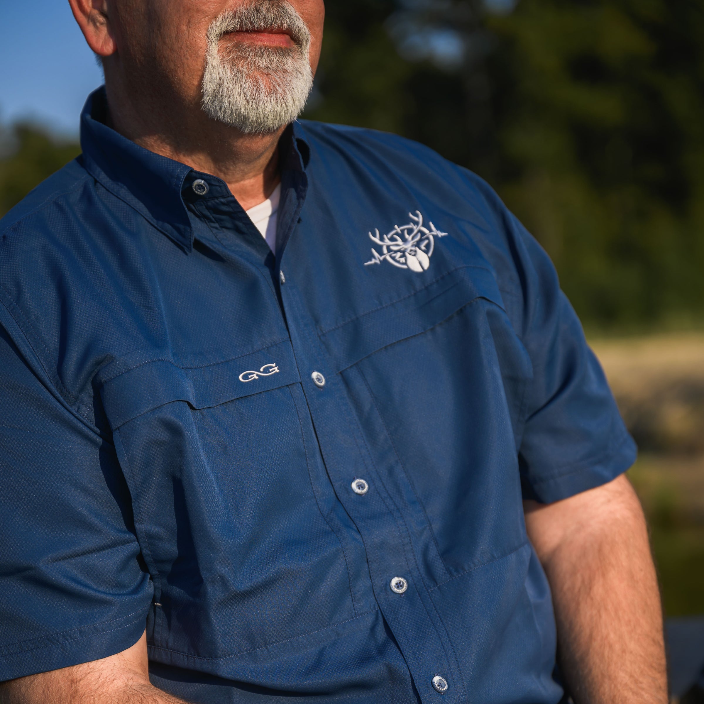 Heartbeat of a Hunter Short Sleeve Men's MicroFiber Shirt - Deep Water