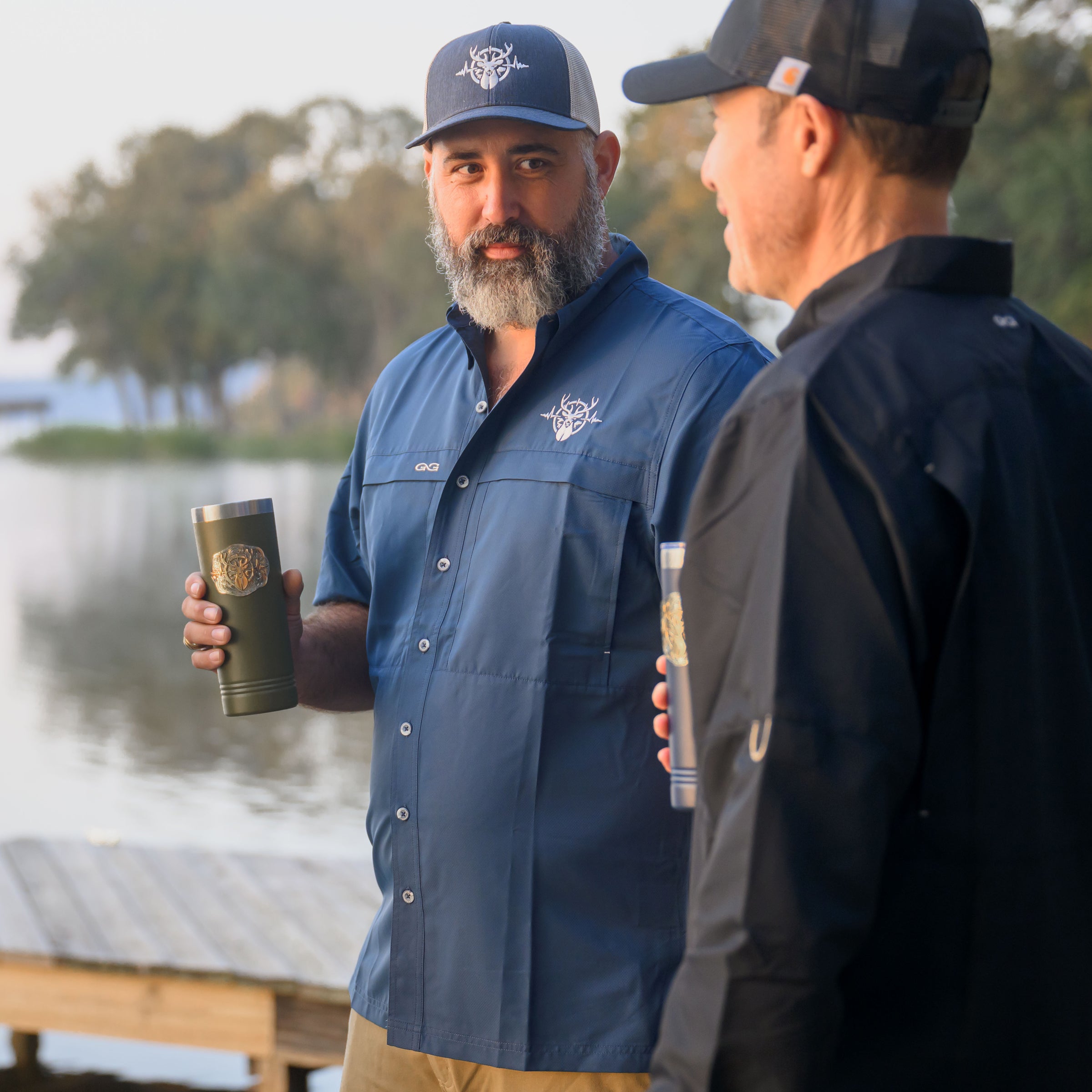 Heartbeat of a Hunter Short Sleeve Men's MicroFiber Shirt - Deep Water