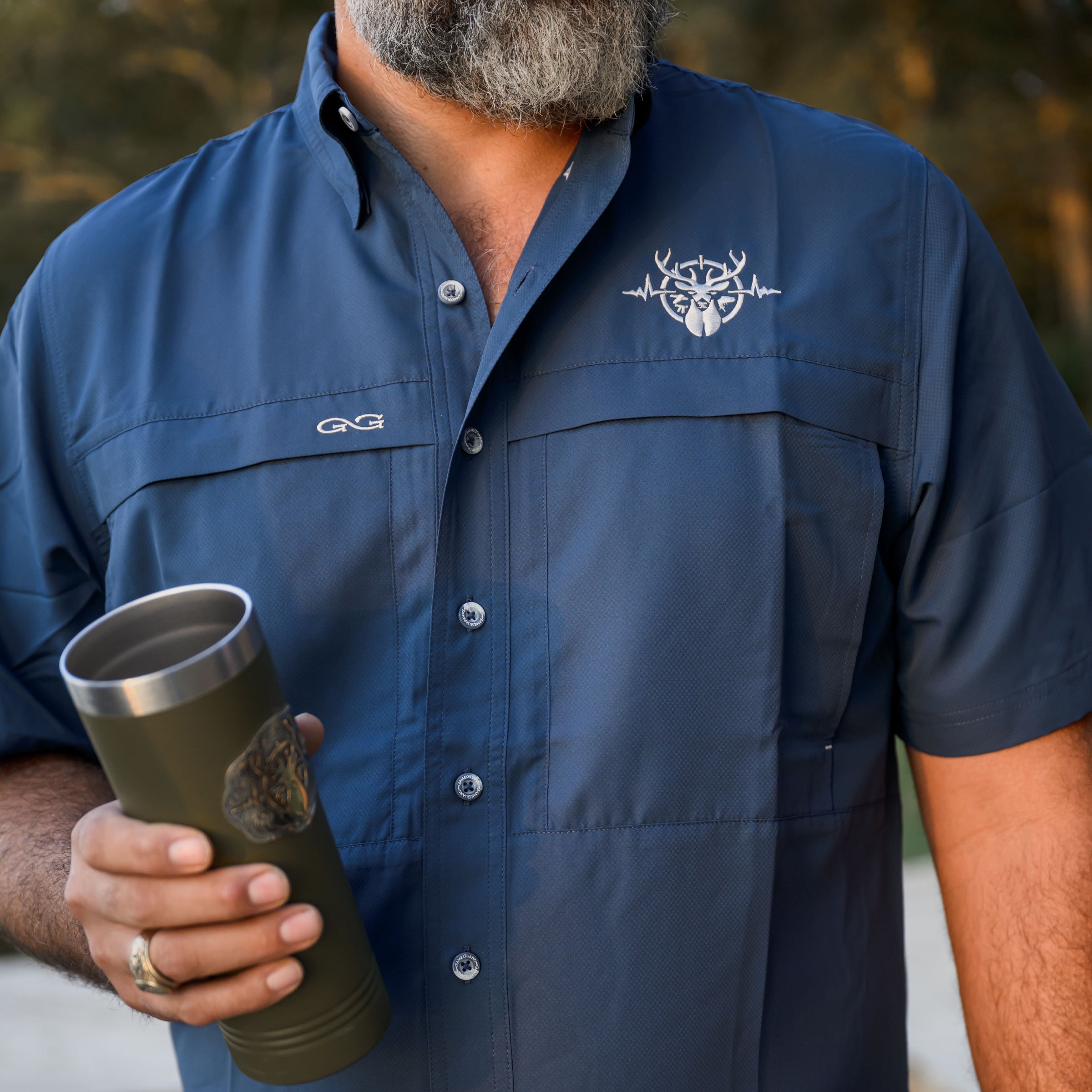 Heartbeat of a Hunter Short Sleeve Men's MicroFiber Shirt - Deep Water