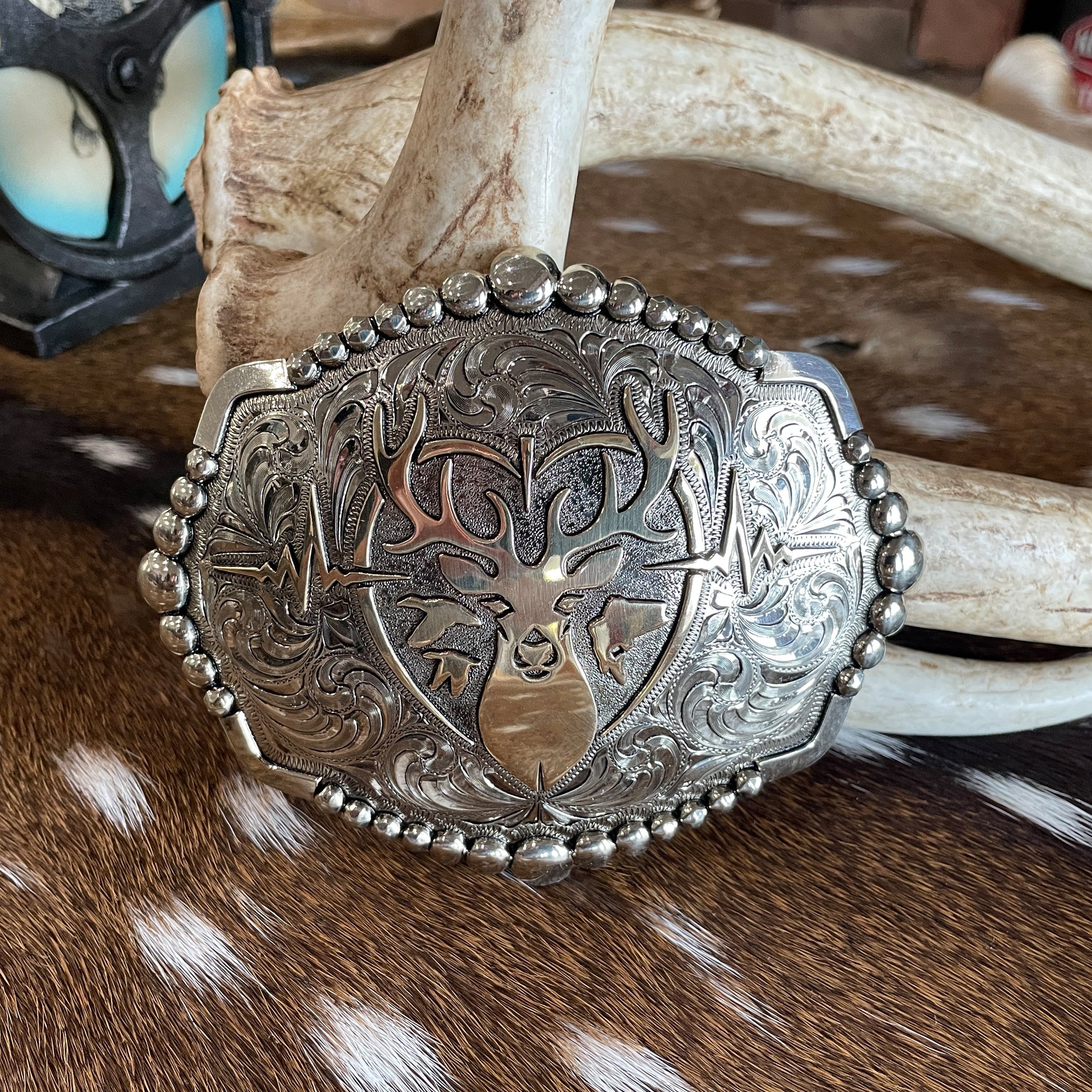 Heartbeat of a Hunter Large Elipse Belt Buckle