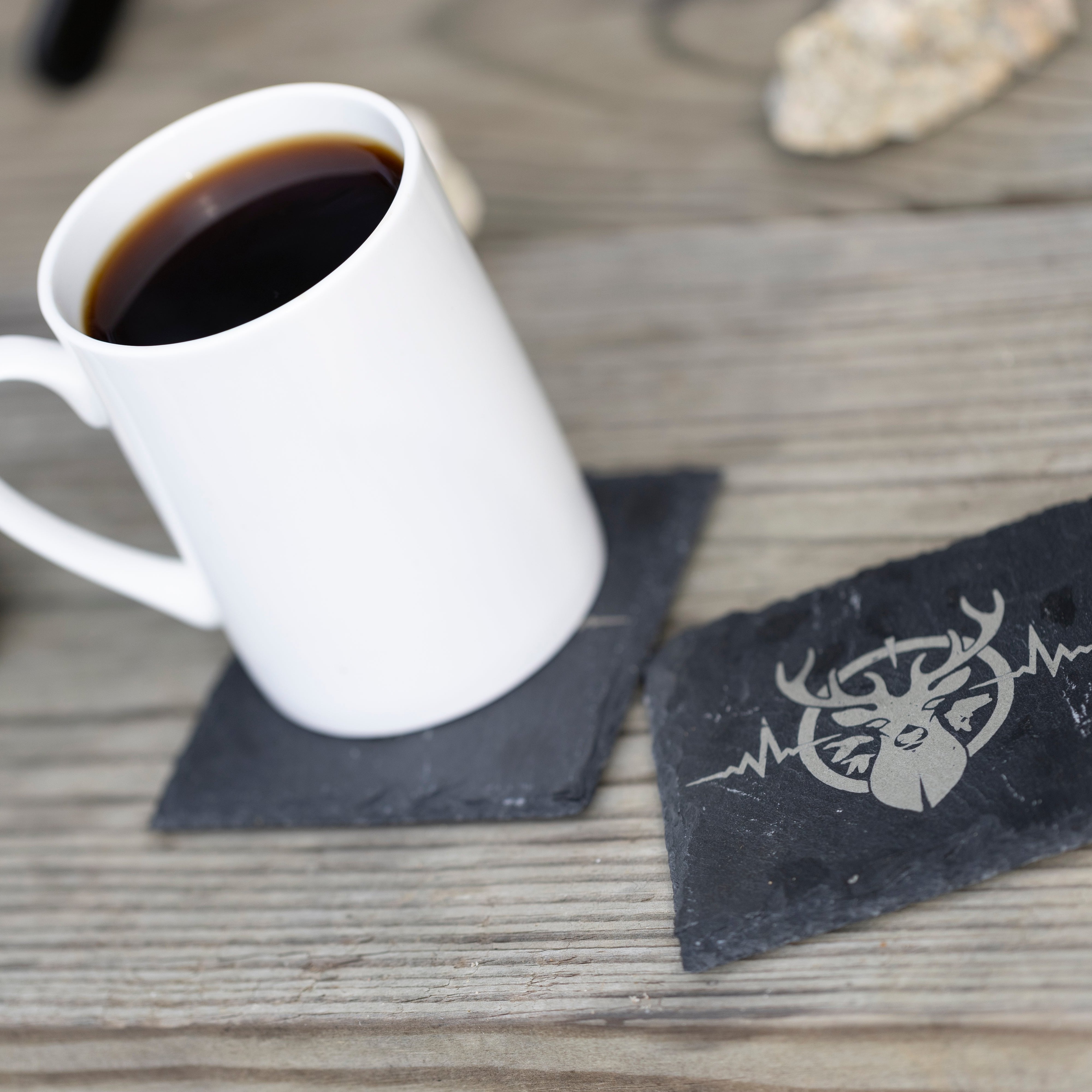 Slate Coasters with Heartbeat of a Hunter Logo Engraved