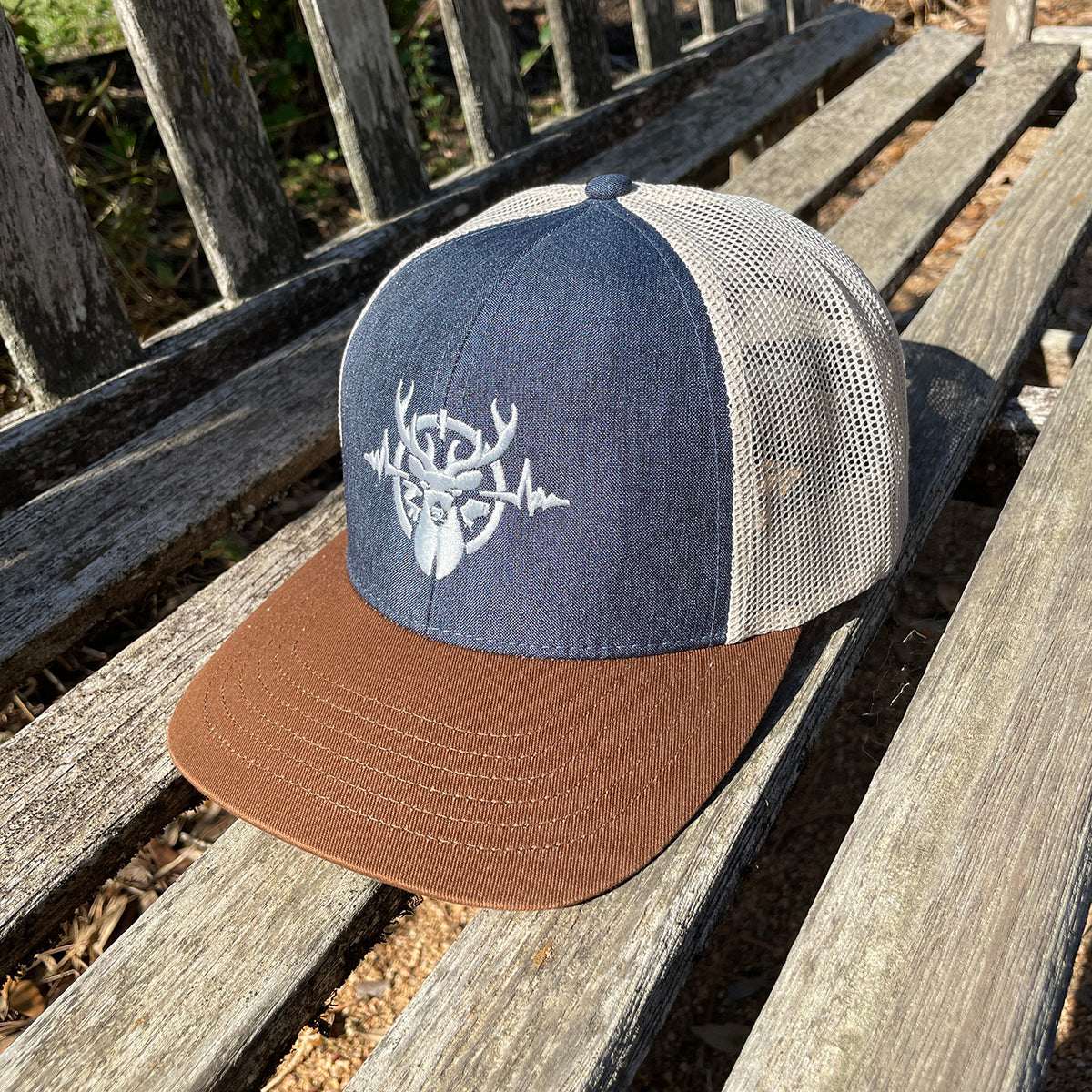 Heartbeat of a Hunter Heathered Navy, Khaki & Brown Trucker Cap
