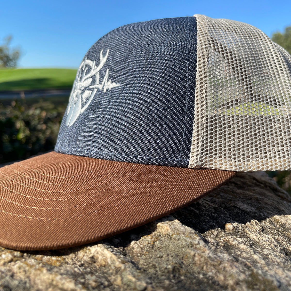 Heartbeat of a Hunter Heathered Navy, Khaki & Brown Trucker Cap