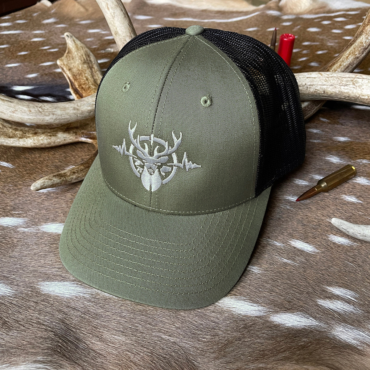 Heartbeat of a Hunter Loden & Black Trucker Cap