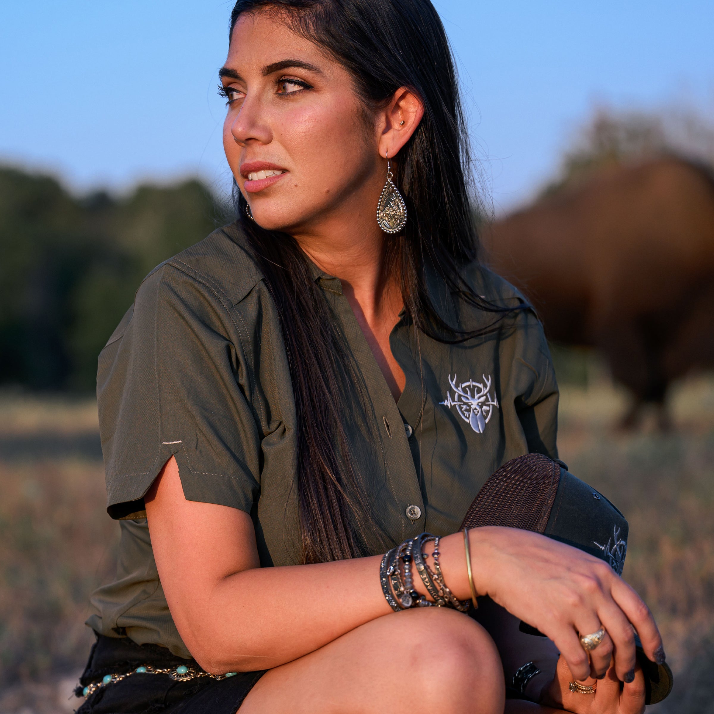 Heartbeat of a Hunter Short Sleeve Women's MicroFiber Shirt - Agave