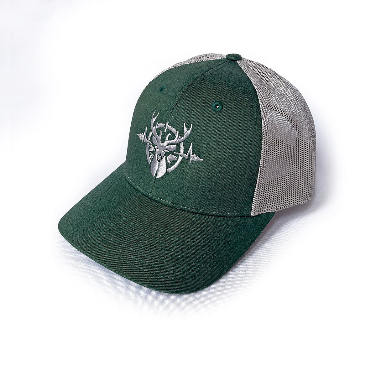 Heartbeat of a Hunter Heather Dark Green & Light Grey Trucker Cap