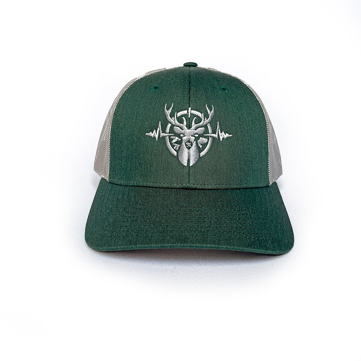 Heartbeat of a Hunter Heather Dark Green & Light Grey Trucker Cap