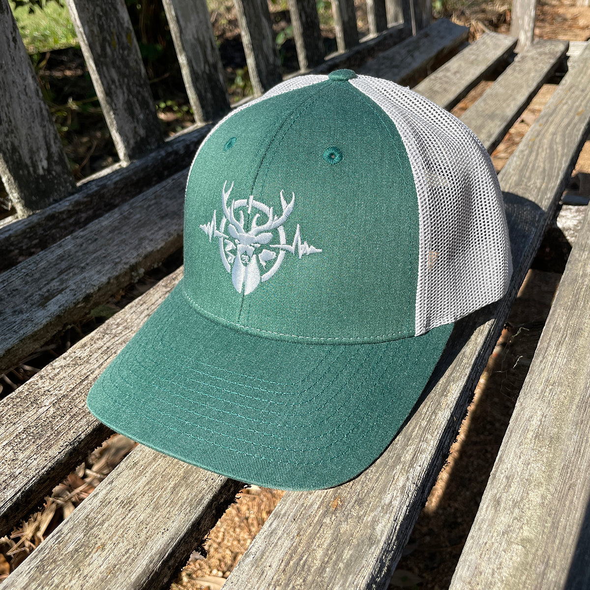 Heartbeat of a Hunter Heather Dark Green & Light Grey Trucker Cap