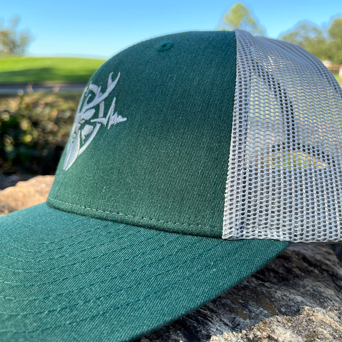Heartbeat of a Hunter Heather Dark Green & Light Grey Trucker Cap