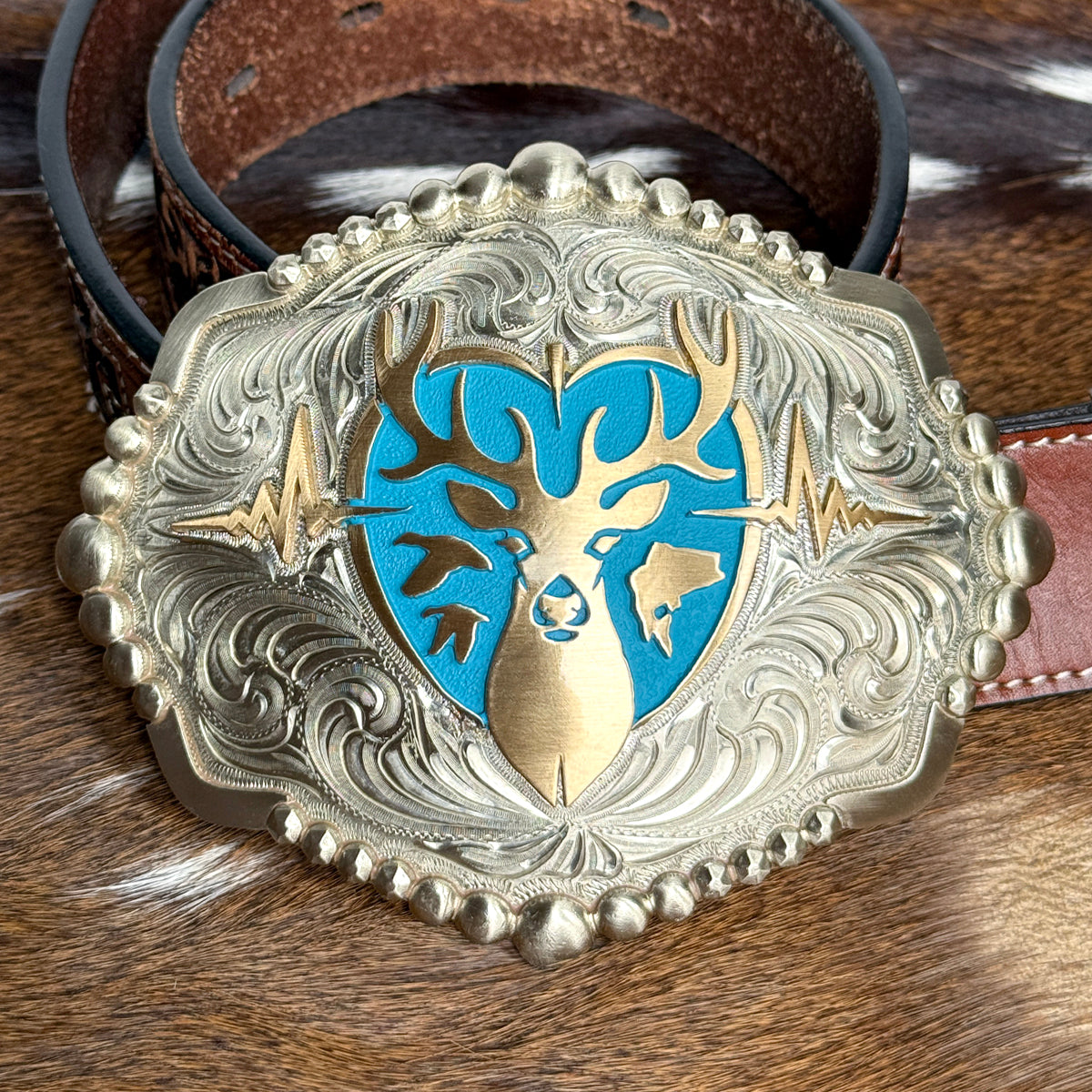 Heartbeat of a Hunter Elipse Turquoise Belt Buckle