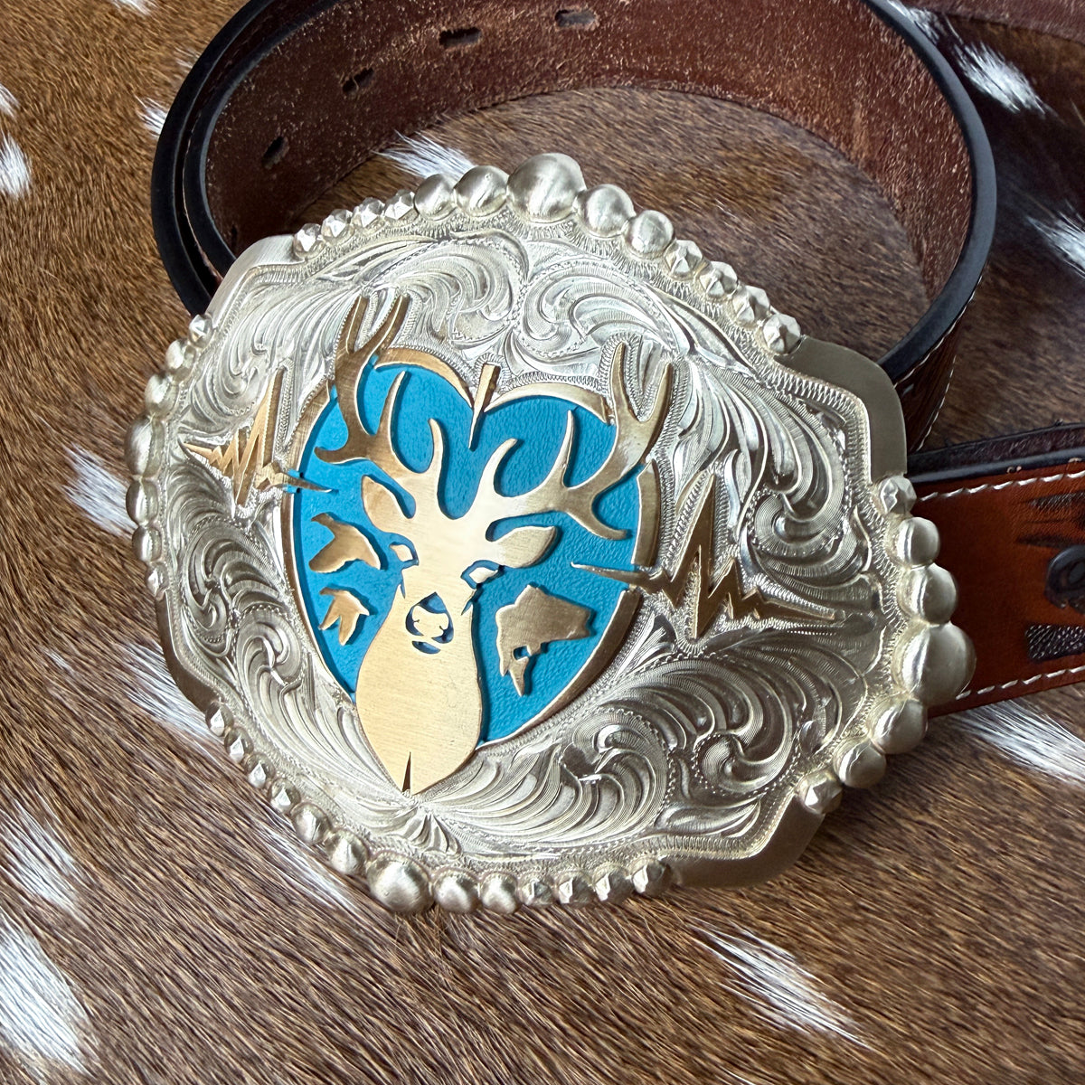 Heartbeat of a Hunter Elipse Turquoise Belt Buckle