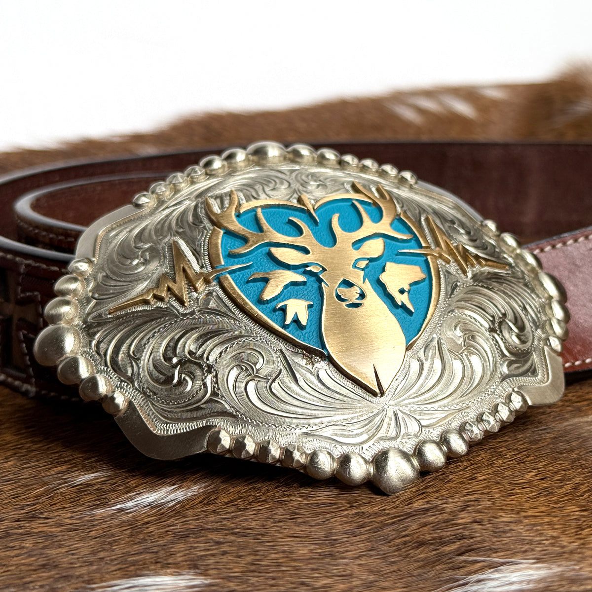 Heartbeat of a Hunter Elipse Turquoise Belt Buckle