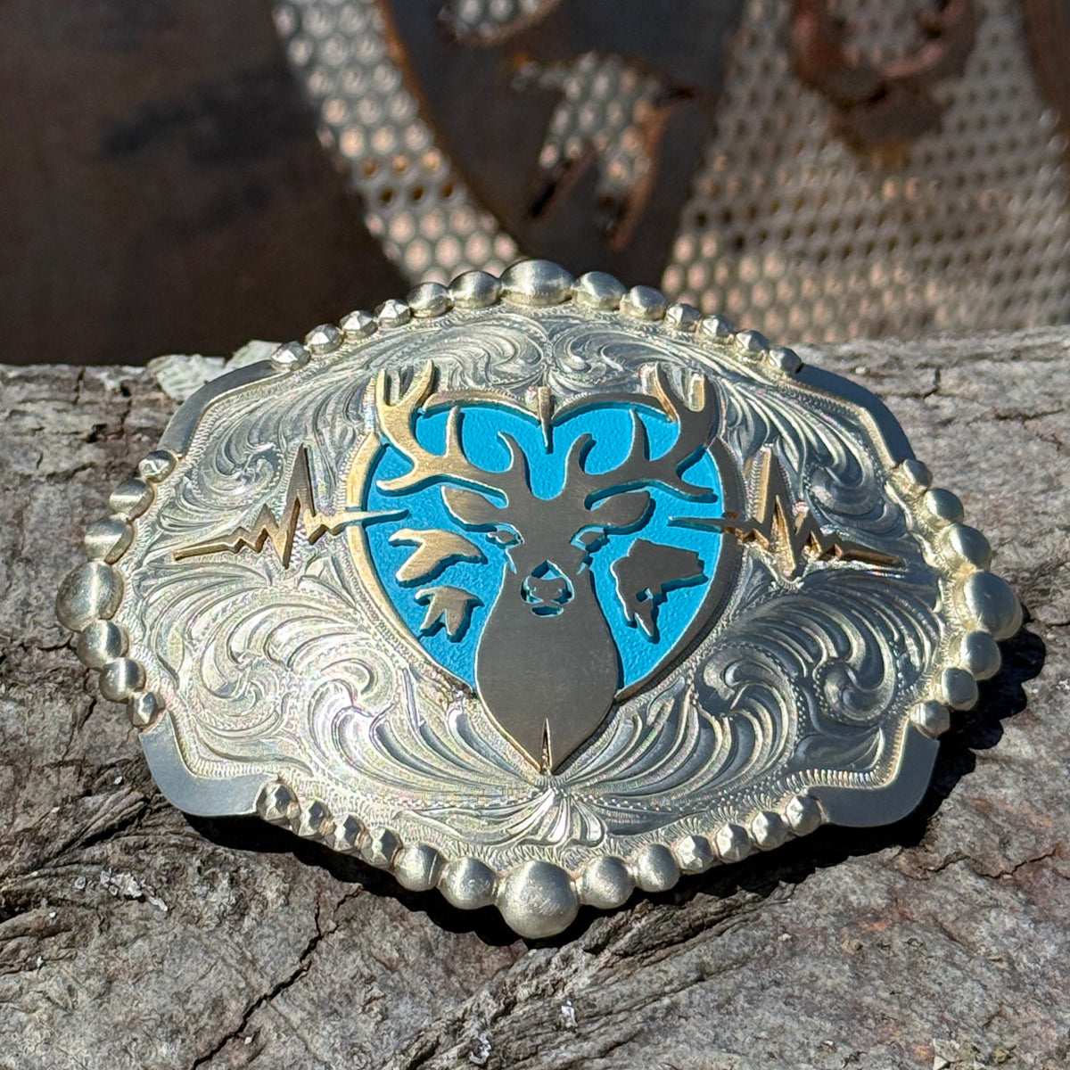 Heartbeat of a Hunter Elipse Turquoise Belt Buckle