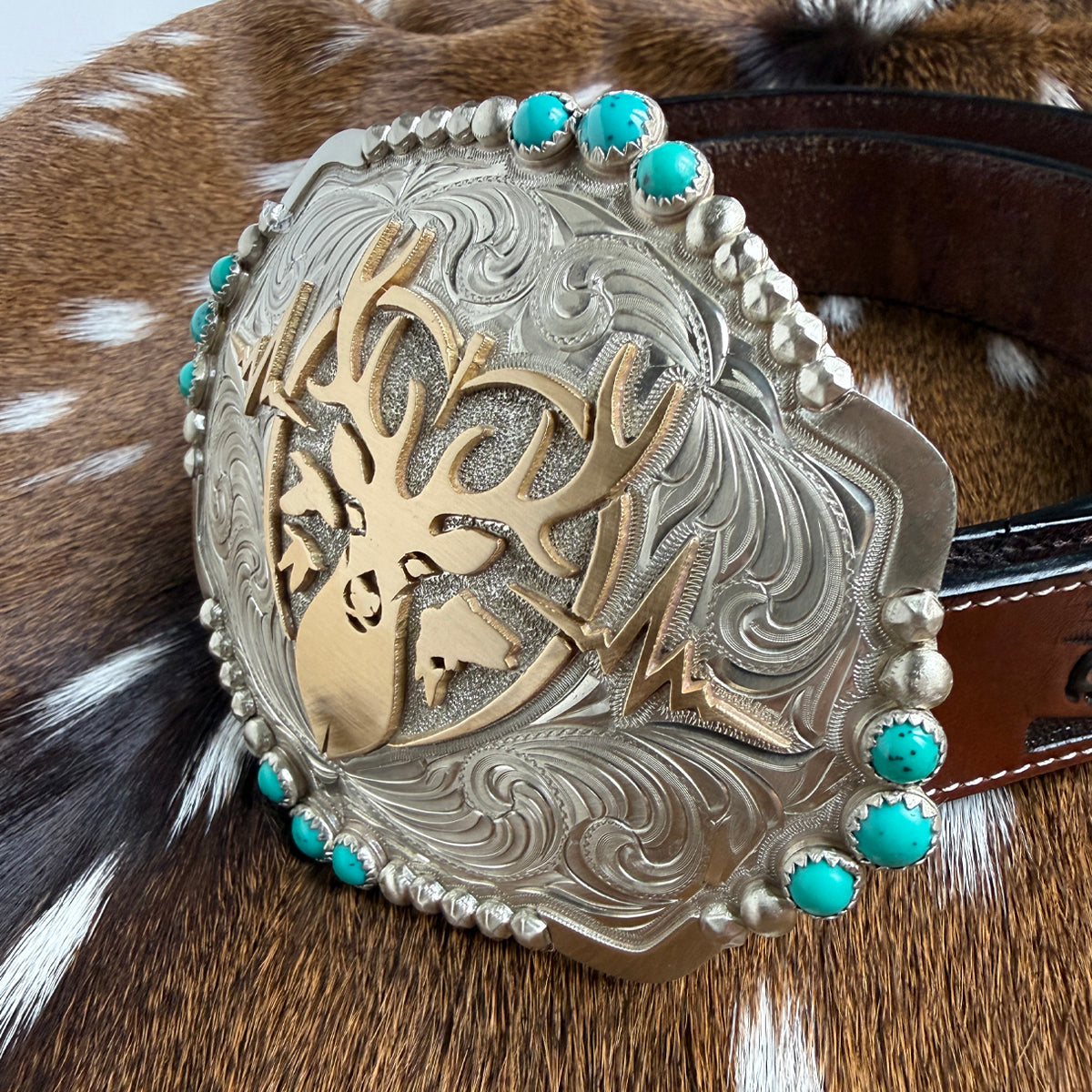 Heartbeat of a Hunter Turquoise Bead Belt Buckle