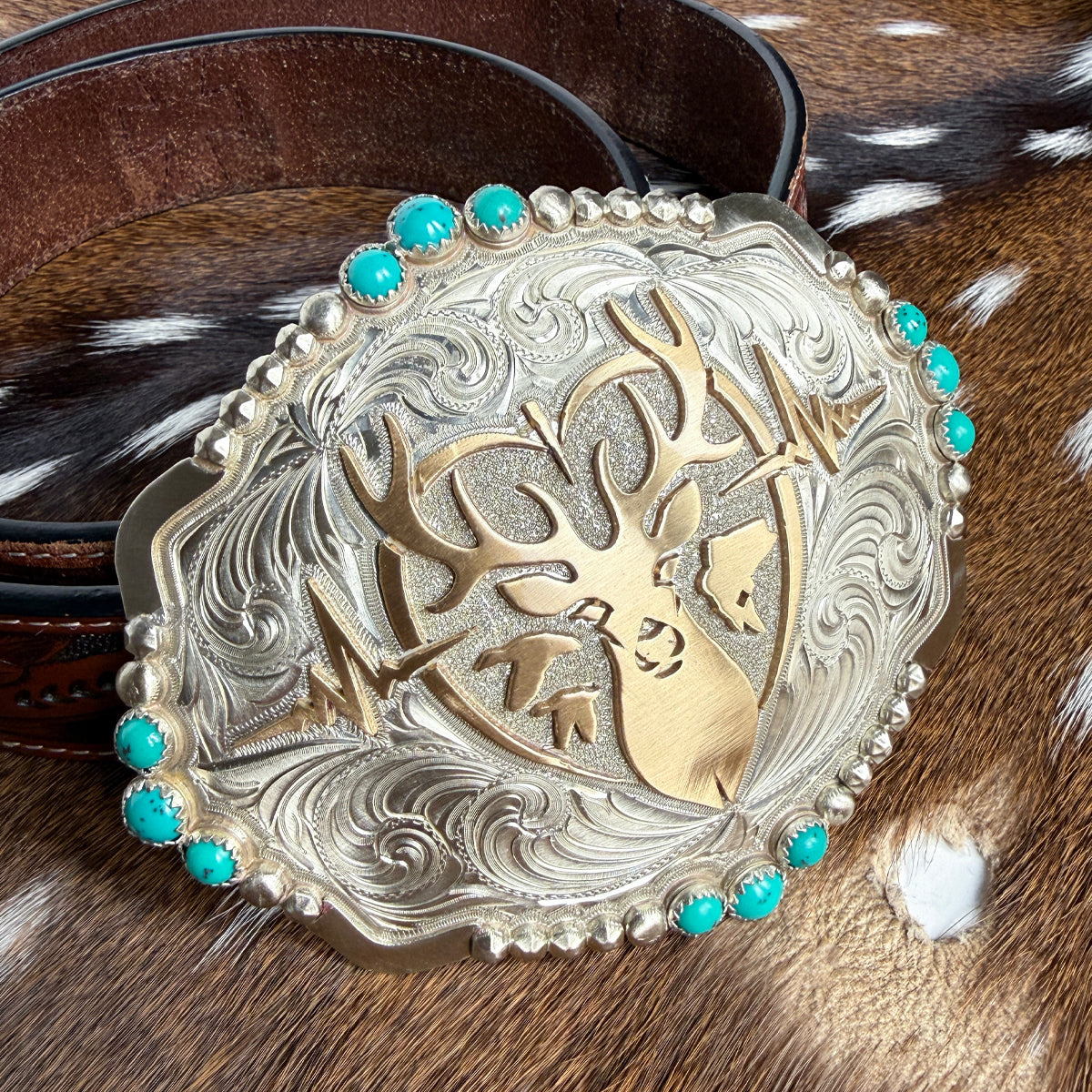 Heartbeat of a Hunter Turquoise Bead Belt Buckle