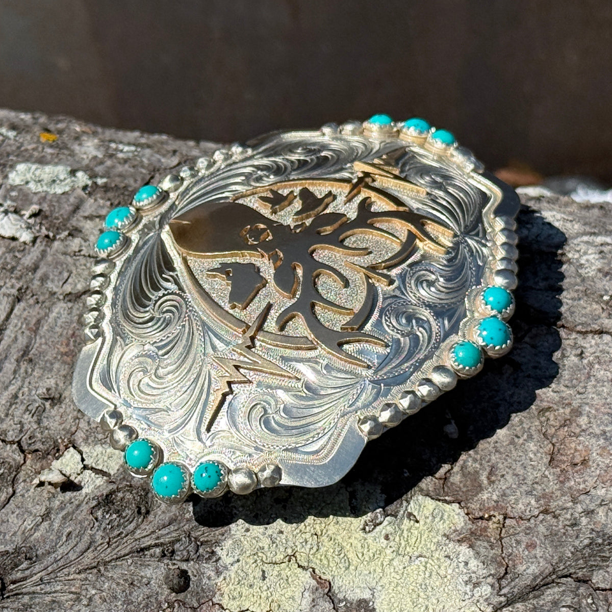 Heartbeat of a Hunter Turquoise Bead Belt Buckle