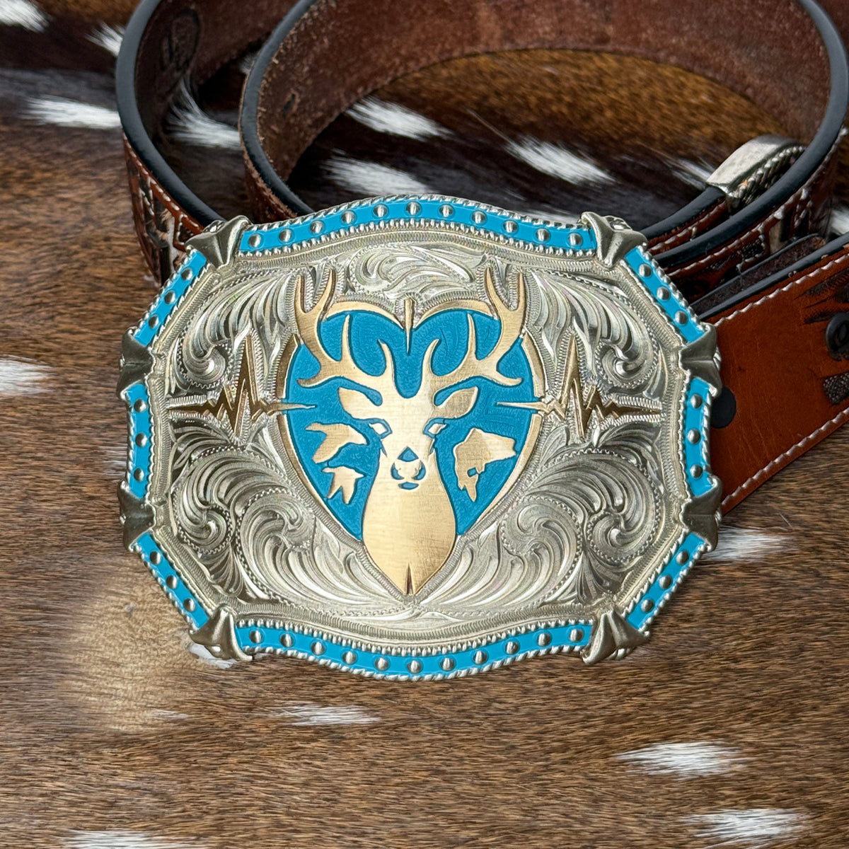 Heartbeat of a Hunter Western Turquoise Belt Buckle