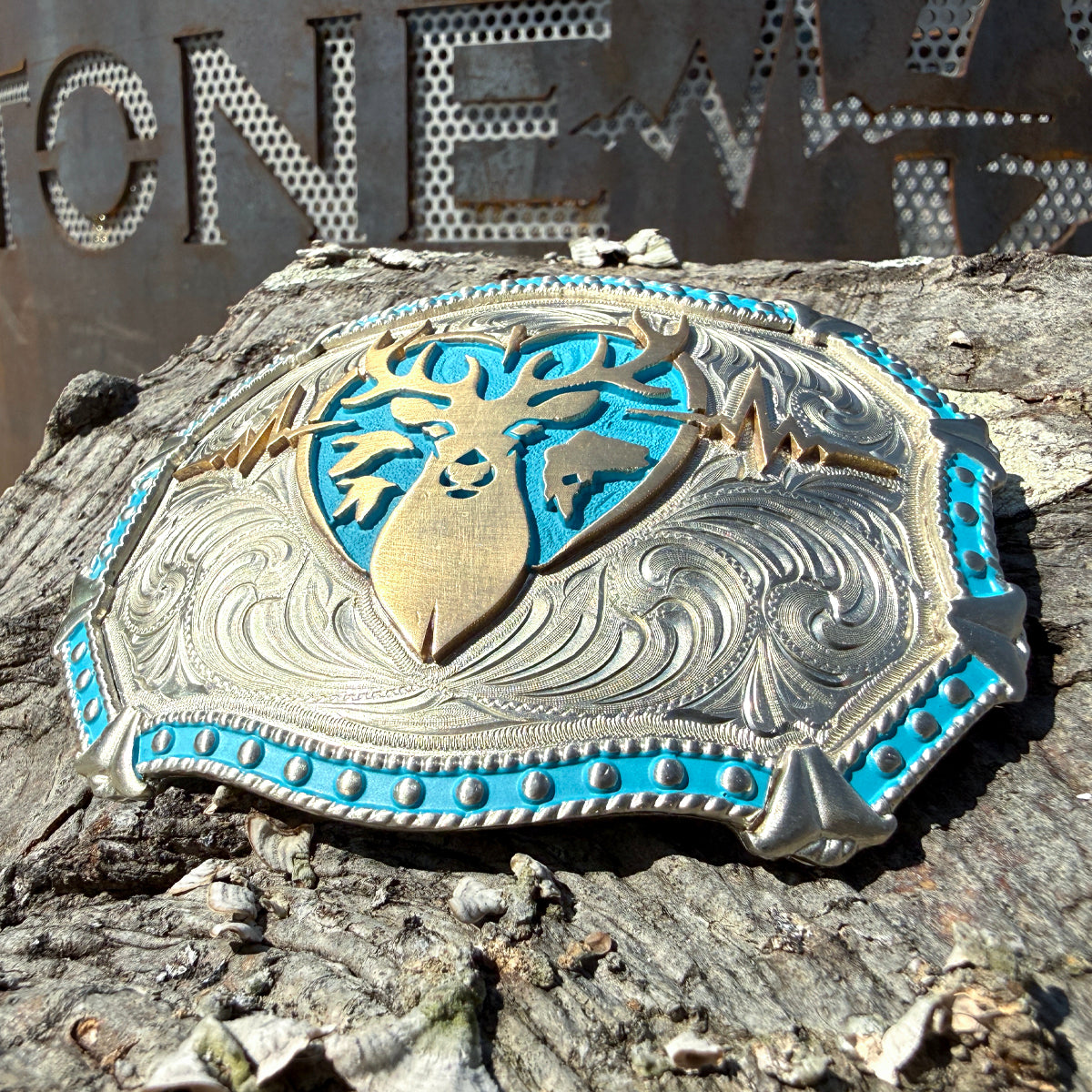 Heartbeat of a Hunter Western Turquoise Belt Buckle