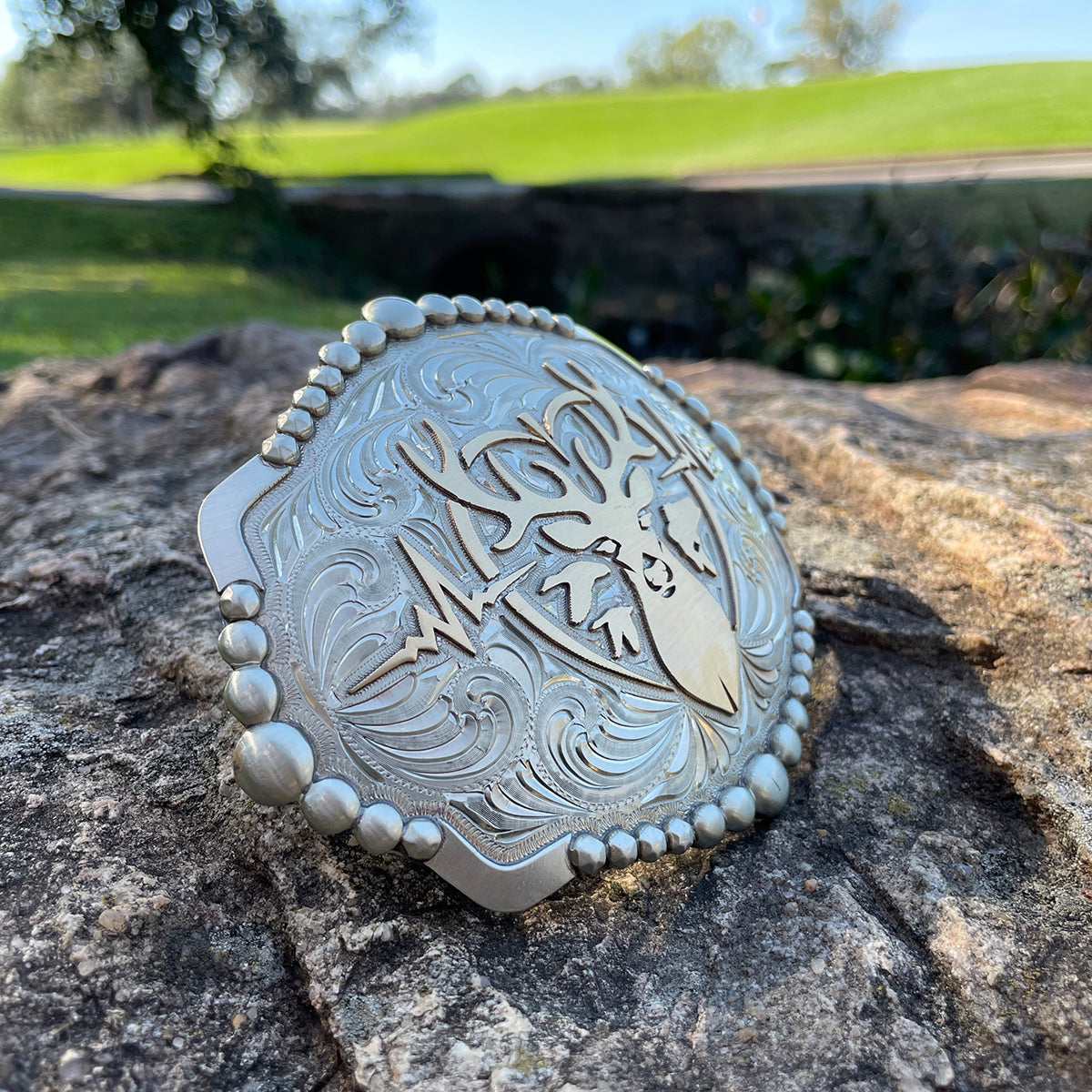 Heartbeat of a Hunter Large Elipse Belt Buckle