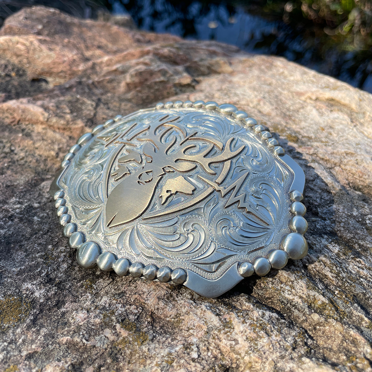 Heartbeat of a Hunter Large Elipse Belt Buckle