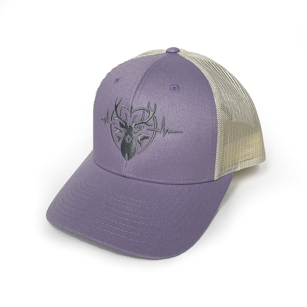 Heartbeat of a Huntress Lavender & White Trucker Cap