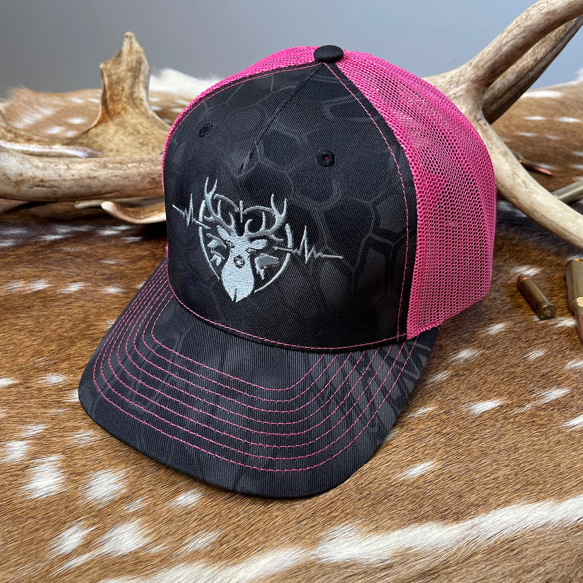 Heartbeat of a Huntress Kryptek Typhoon & Neon Pink Trucker Cap – Bold Style Meets Rugged Functionality
