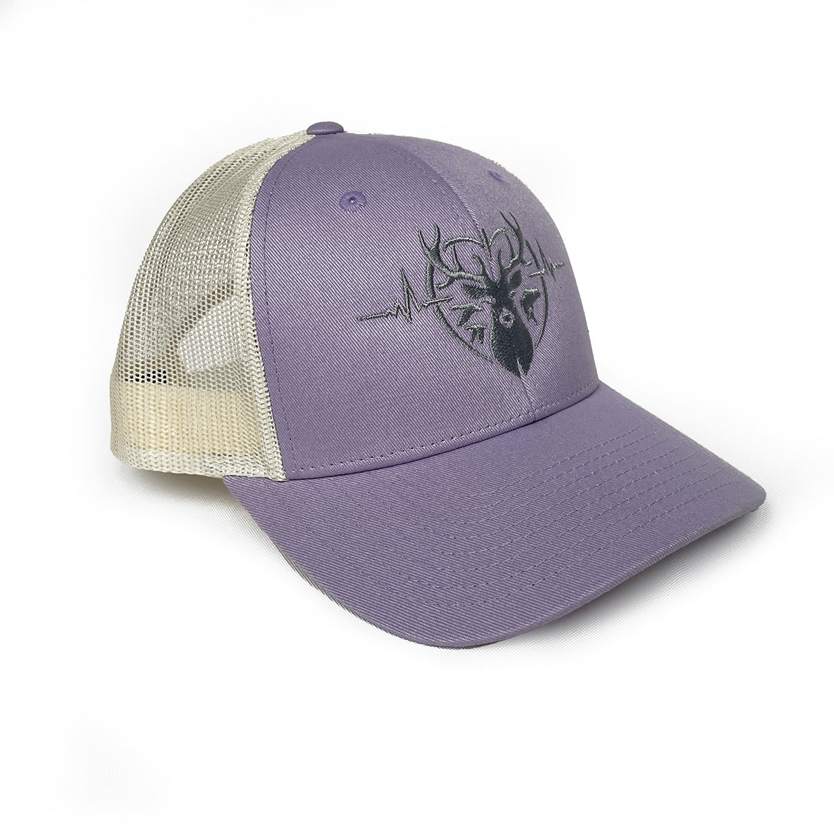 Heartbeat of a Huntress Lavender & White Trucker Cap