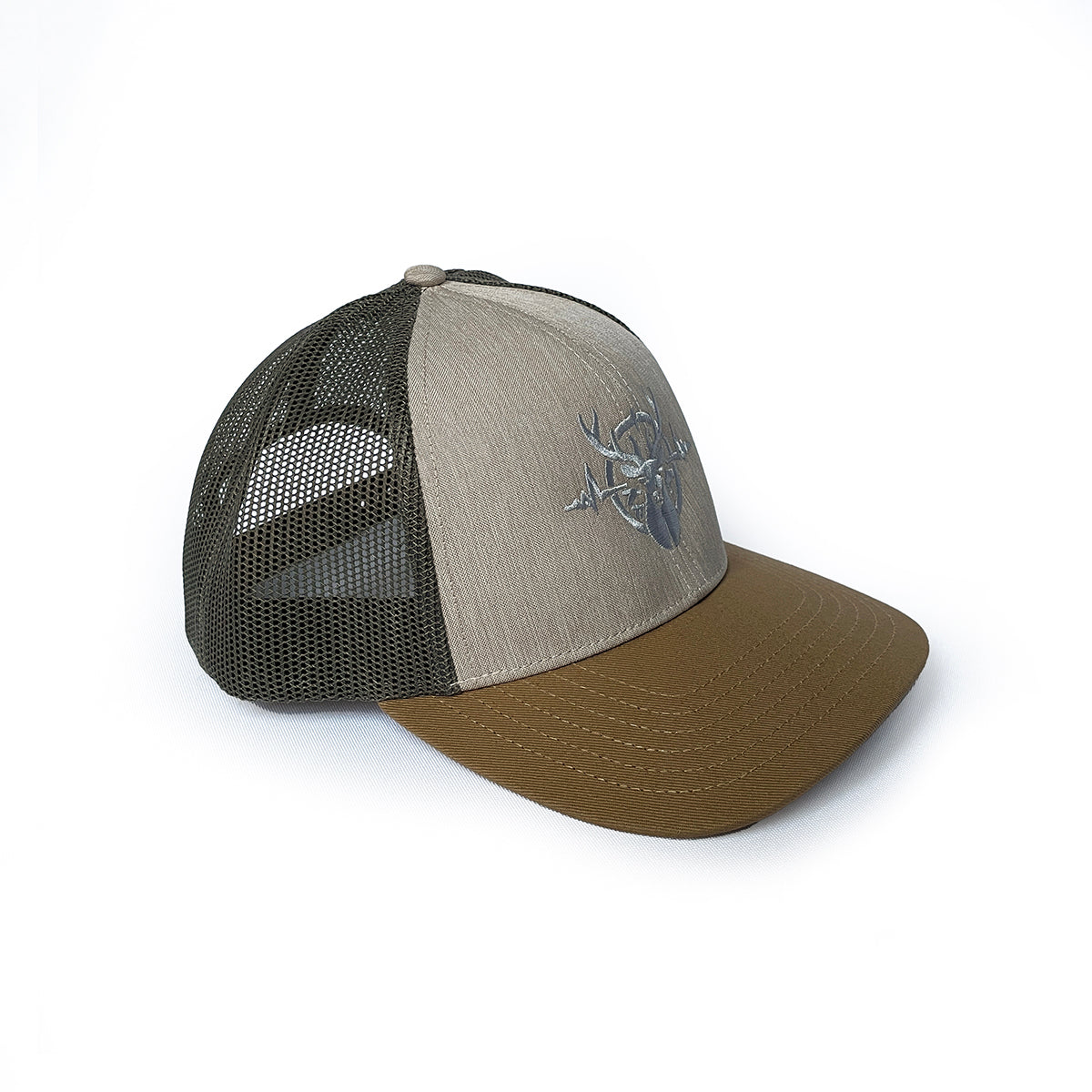 Heartbeat of a Hunter Heathered Stone, Loden, Old Gold Trucker Hat