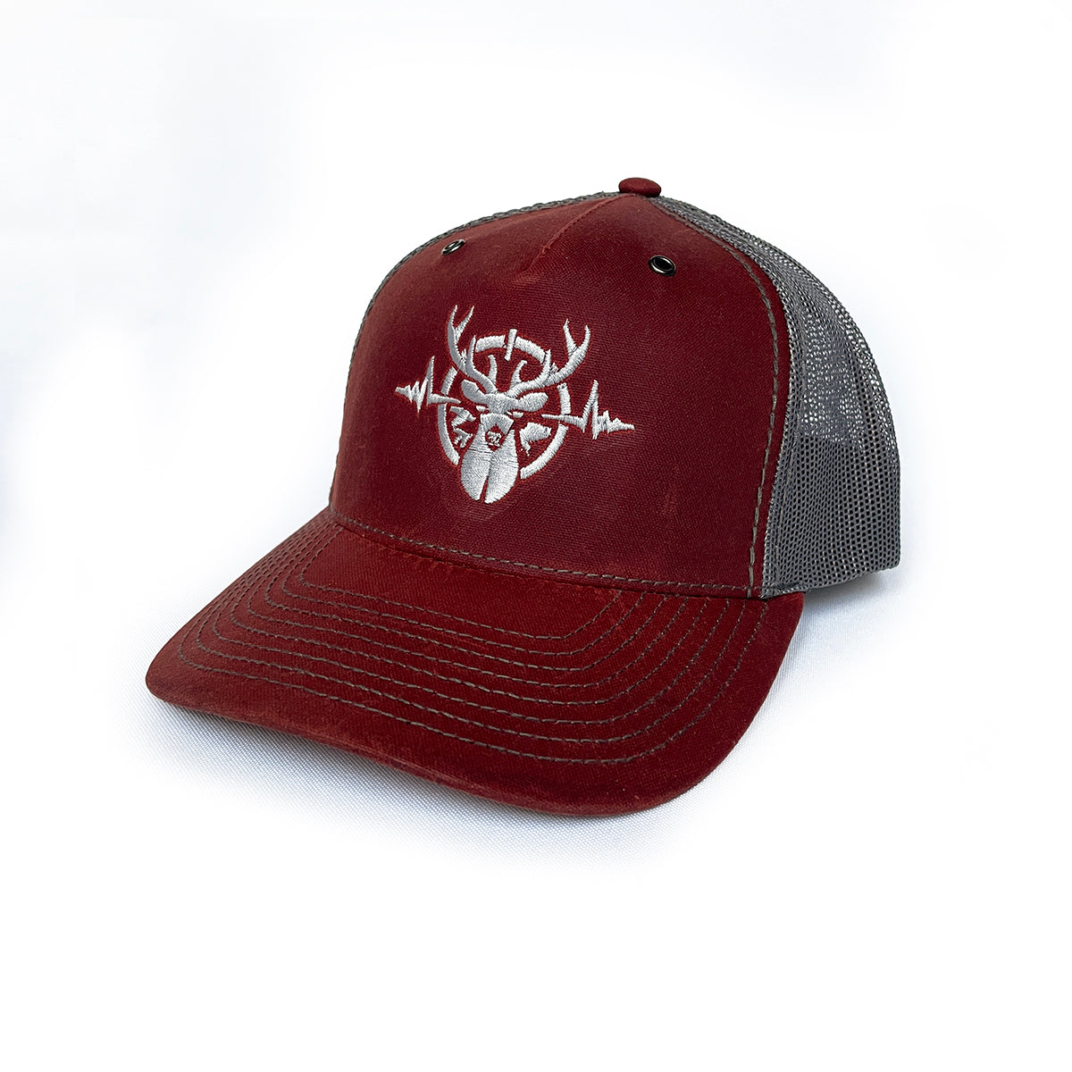 Heartbeat of a Hunter Burnt Red & Charcoal Hawthorne Trucker Cap