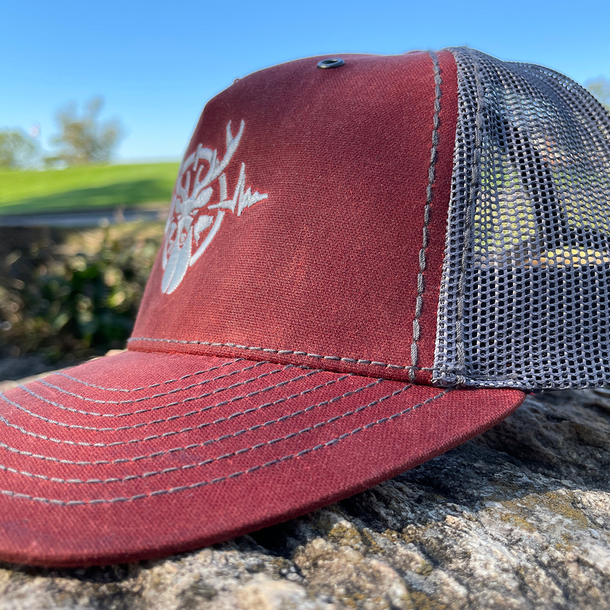 Heartbeat of a Hunter Burnt Red & Charcoal Hawthorne Trucker Cap