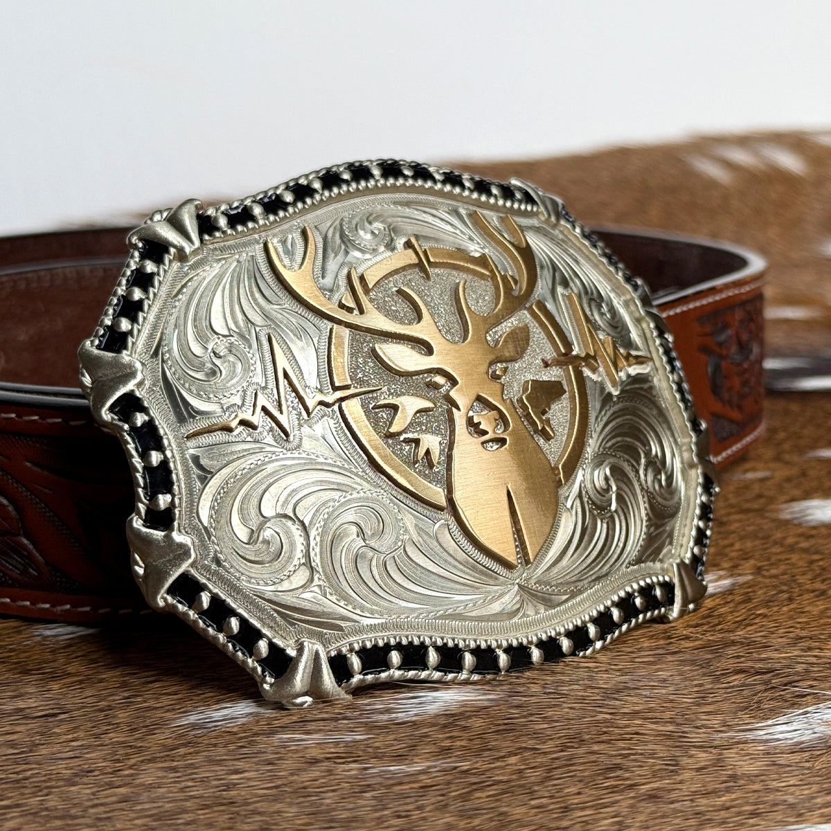 Heartbeat of a Hunter Western Black Trim Belt Buckle