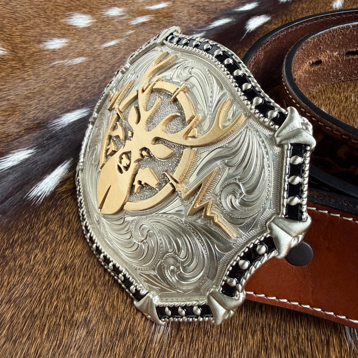 Heartbeat of a Hunter Western Black Trim Belt Buckle
