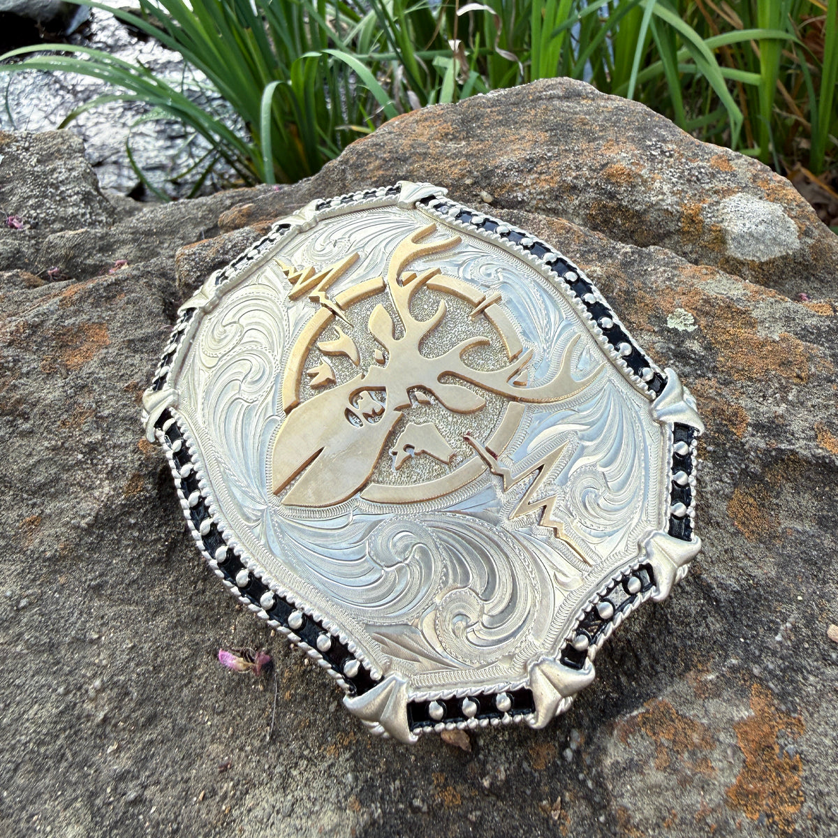 Heartbeat of a Hunter Western Black Trim Belt Buckle