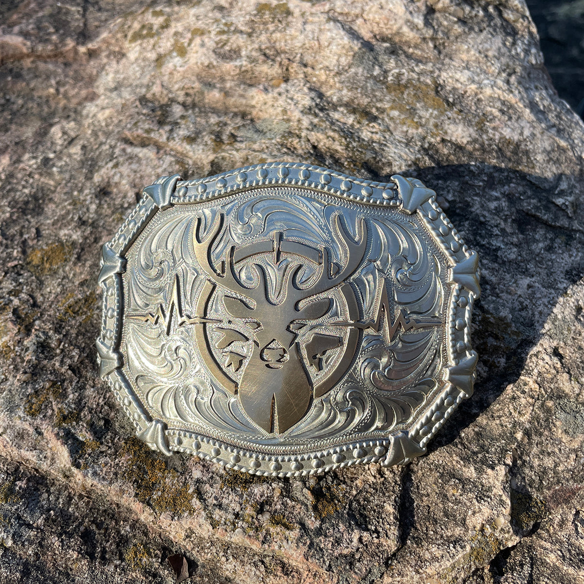 Heartbeat of a Hunter Large Western Belt Buckle