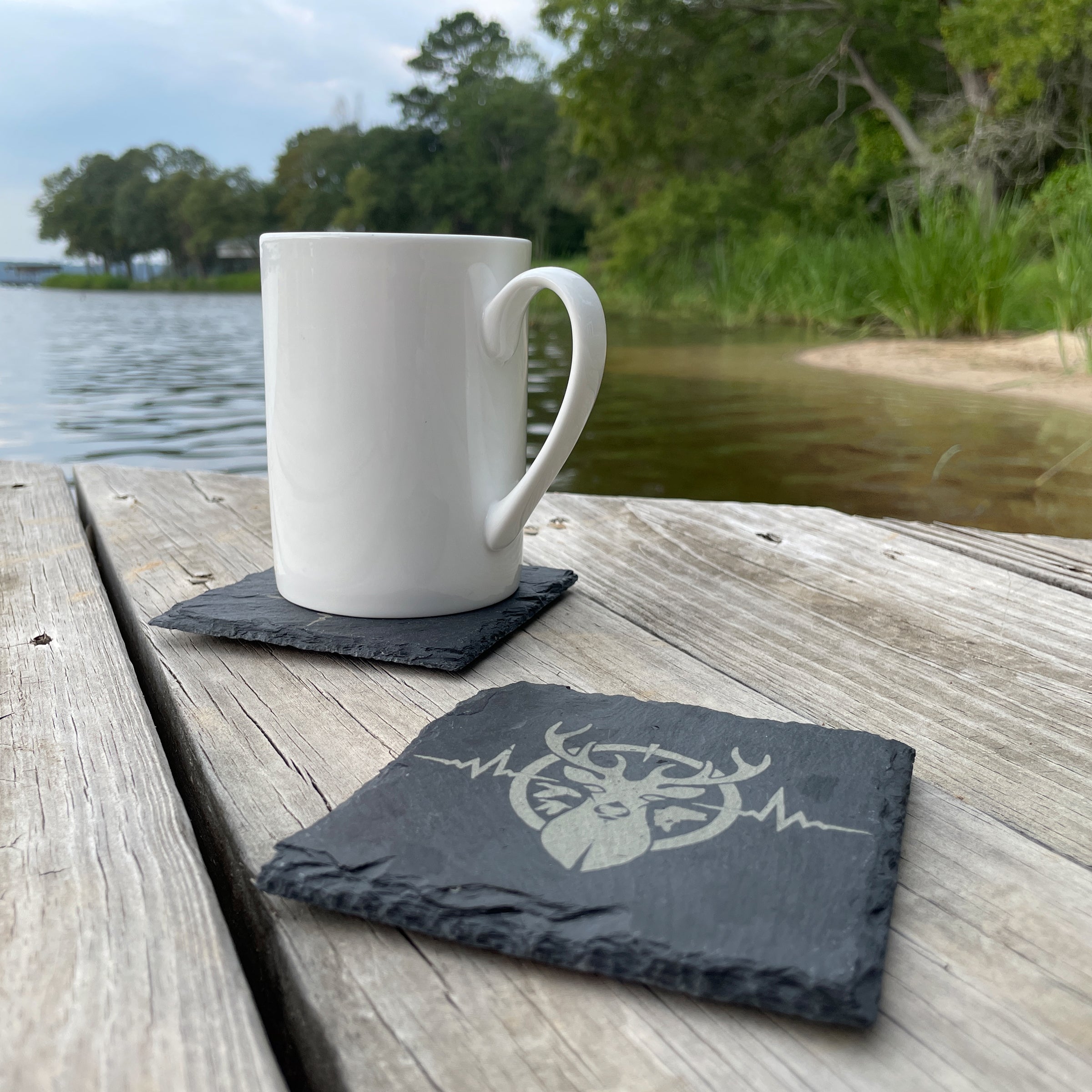 Slate Coasters with Heartbeat of a Hunter Logo Engraved
