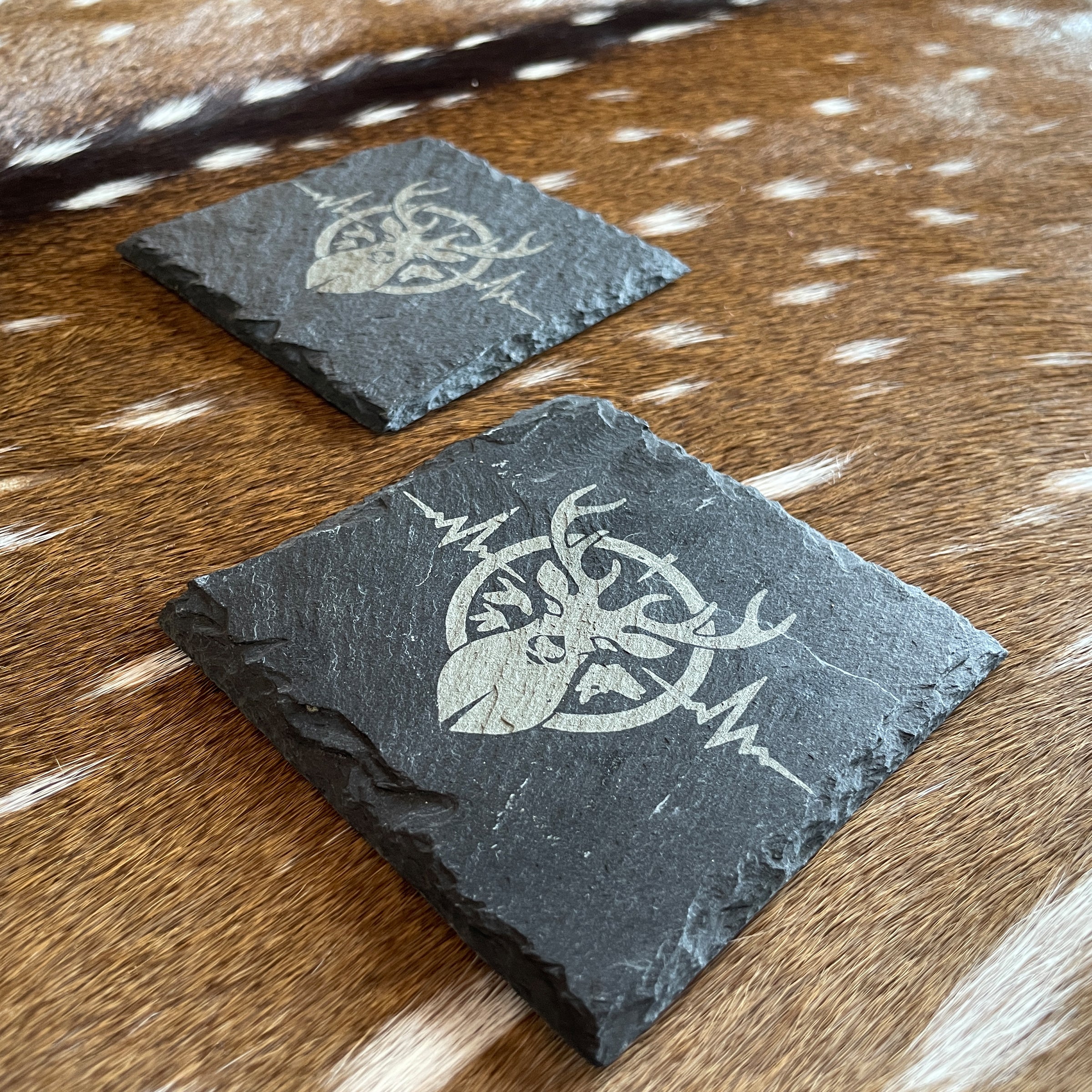 Slate Coasters with Heartbeat of a Hunter Logo Engraved