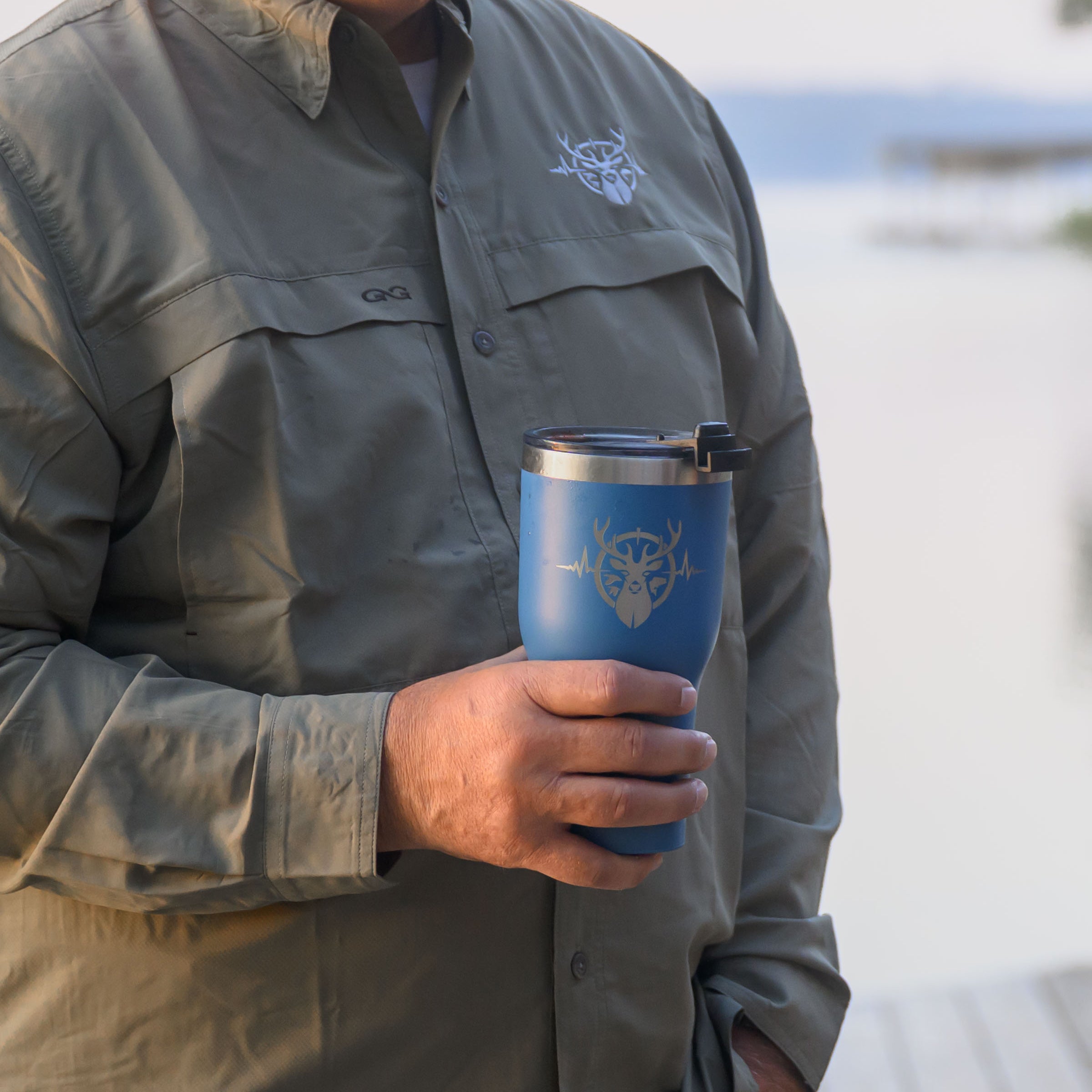 Heartbeat of a Hunter Long Sleeve Men's MicroFiber Shirt - Mesquite