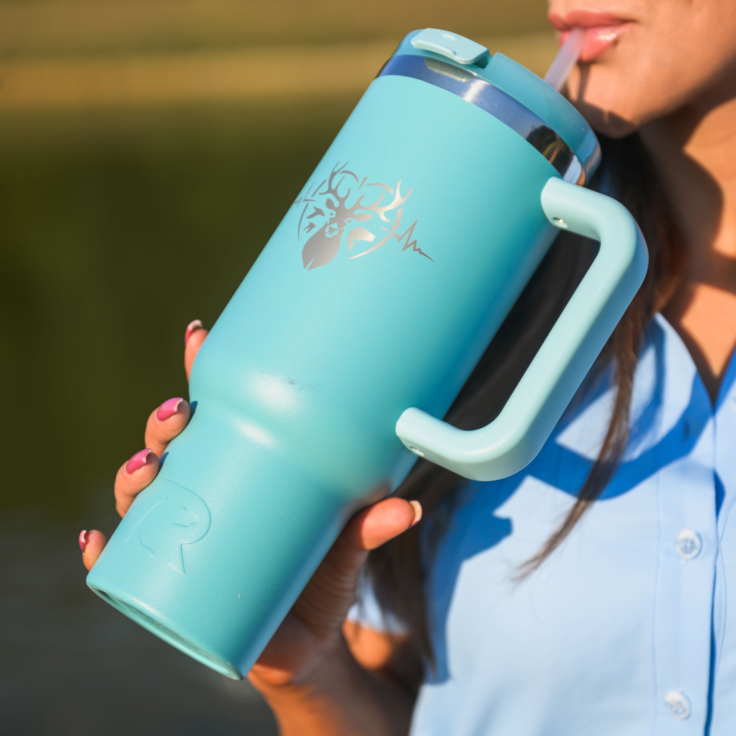 Heartbeat of a Hunter 40 oz. Road Trip Tumbler -Teal