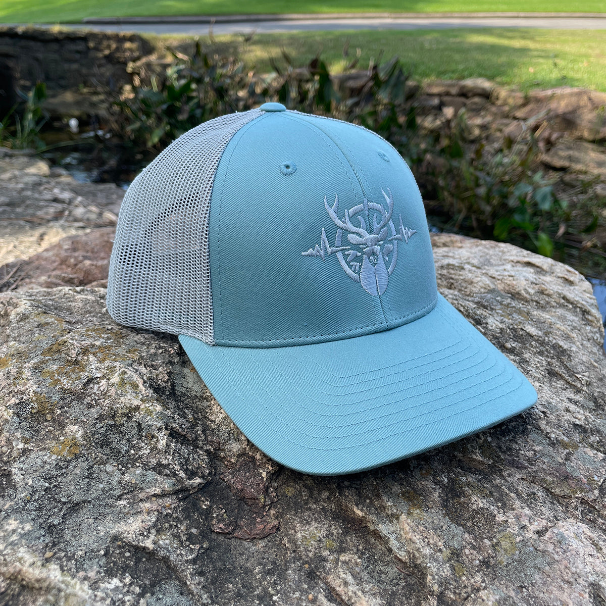 Heartbeat of a Hunter Smoke Blue & Aluminum Trucker Cap