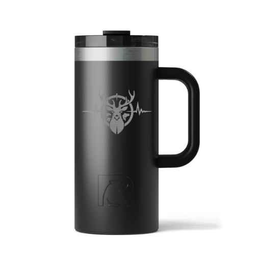 Heartbeat of a Hunter 16oz. Road Trip Travel Mug - Black