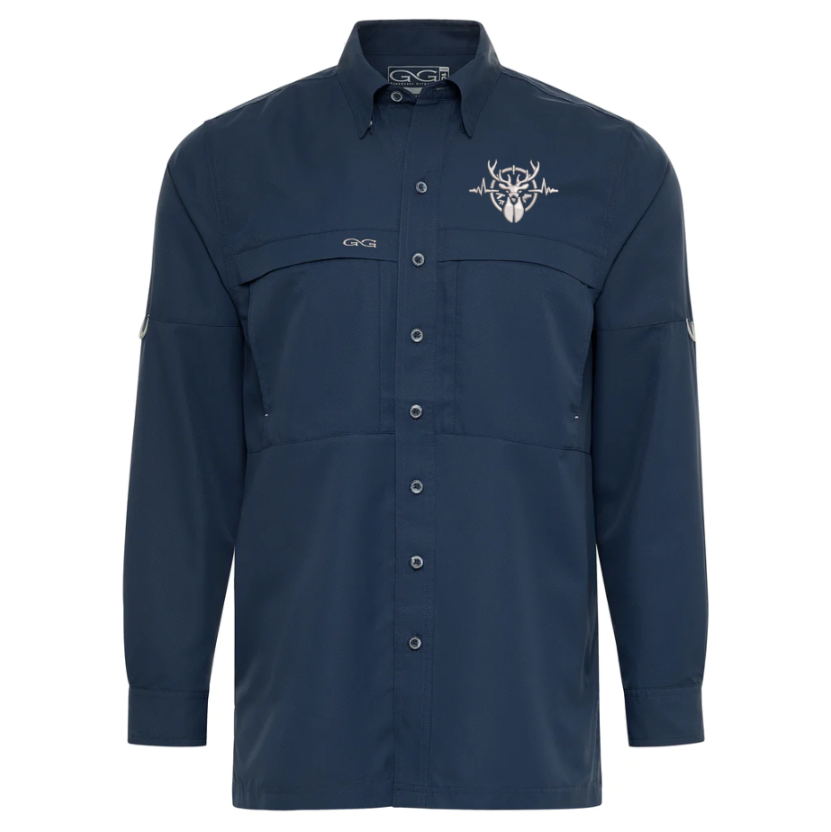 Heartbeat of a Hunter Long Sleeve Men's MicroFiber Shirt - Deep Water