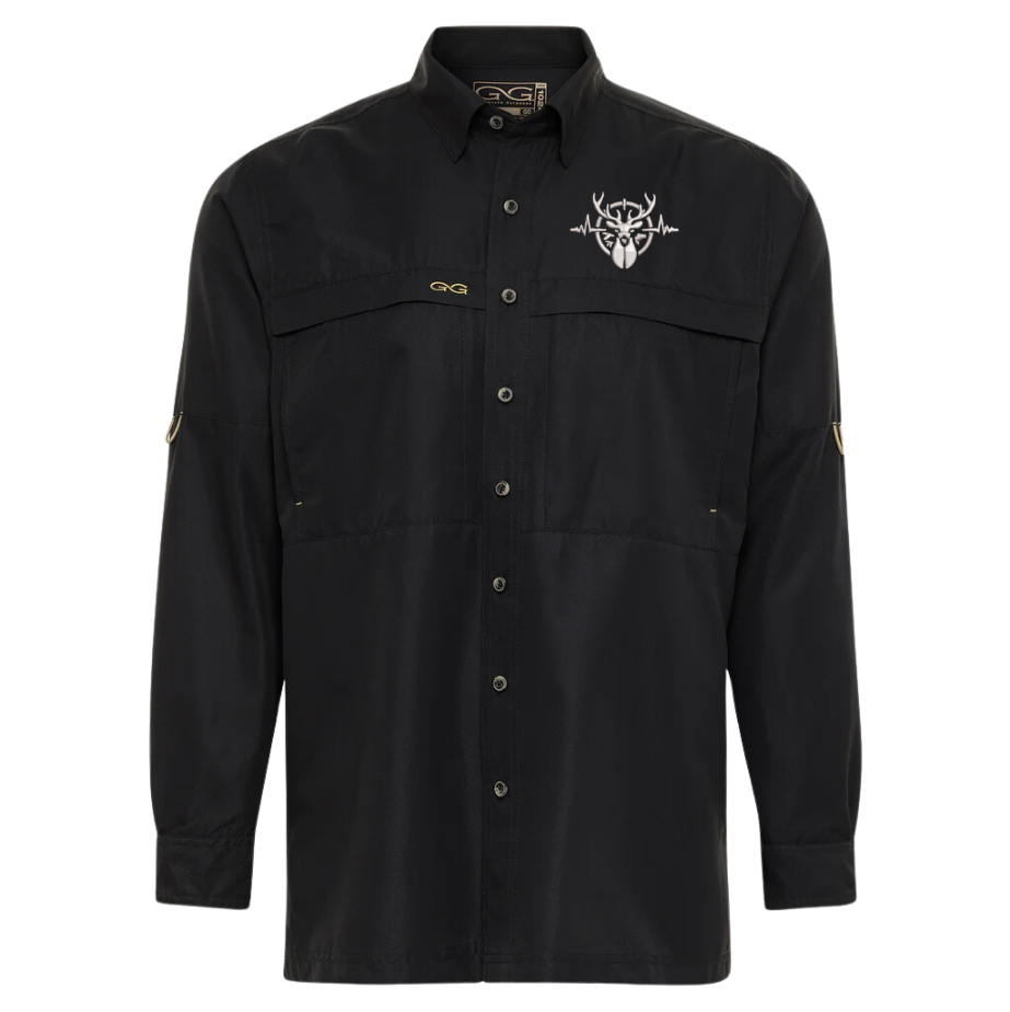 Heartbeat of a Hunter Long Sleeve Men's MicroFiber Shirt - Caviar
