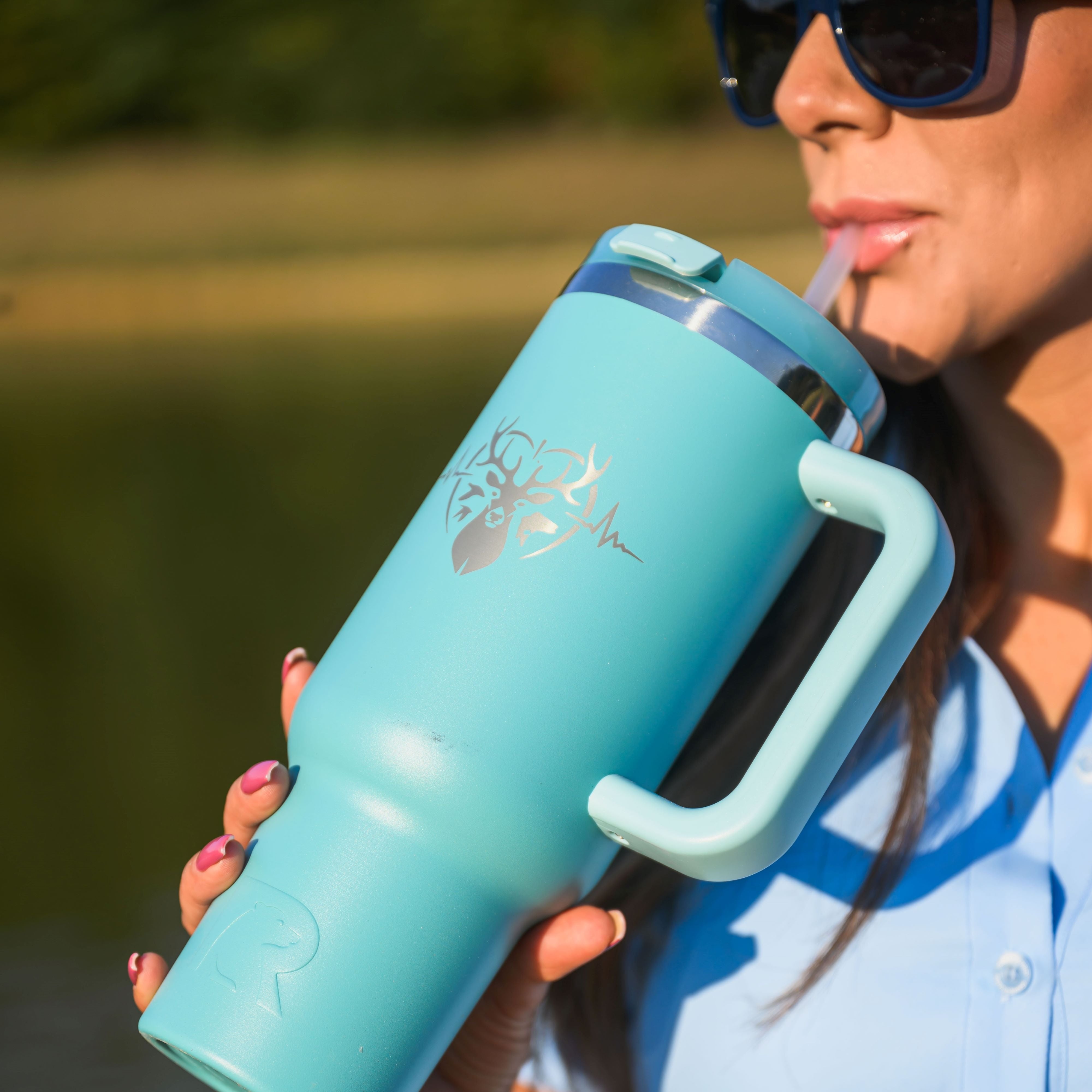 Heartbeat of a Hunter 40 oz. Road Trip Tumbler -Teal