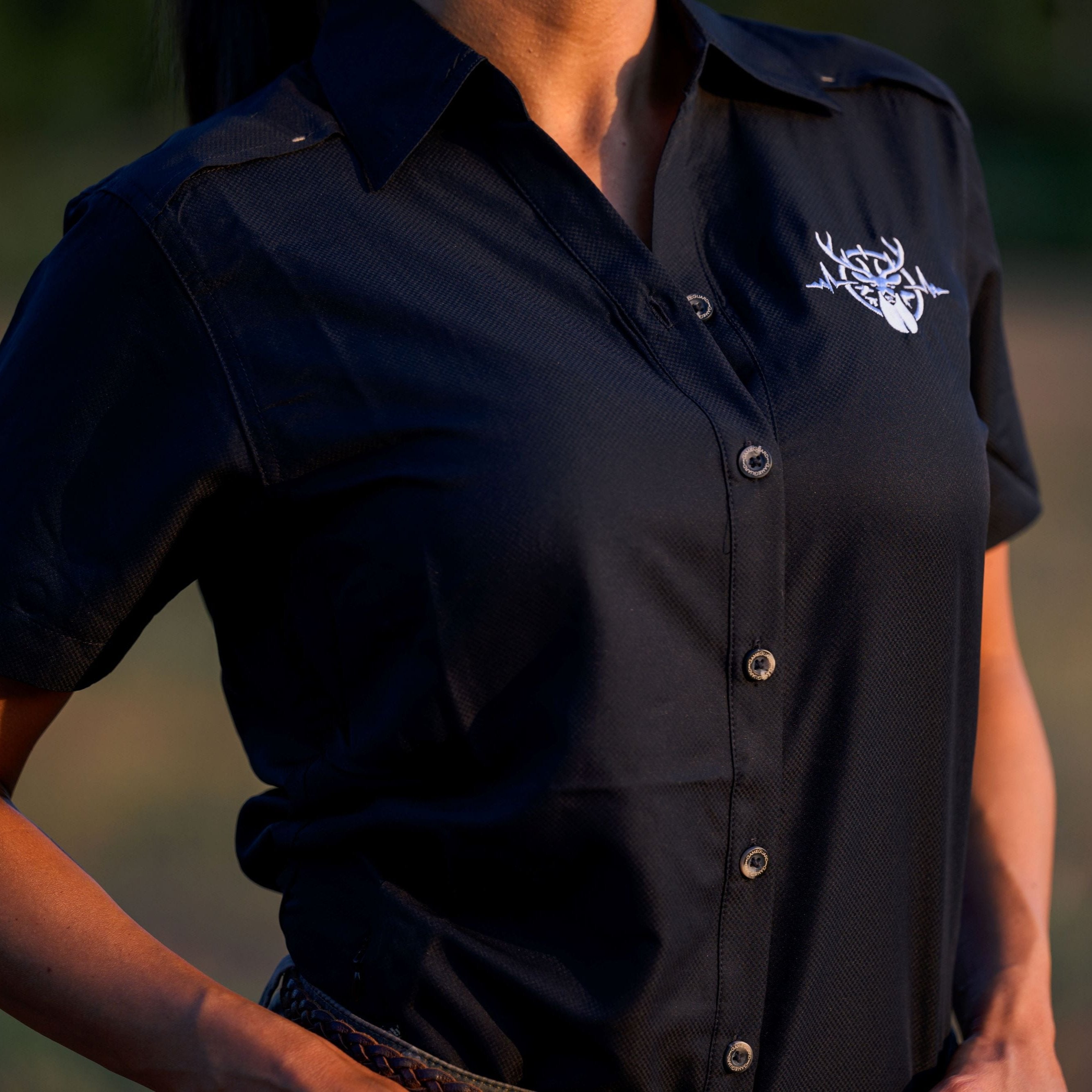 Heartbeat of a Hunter Short Sleeve Women's MicroFiber Shirt - Caviar